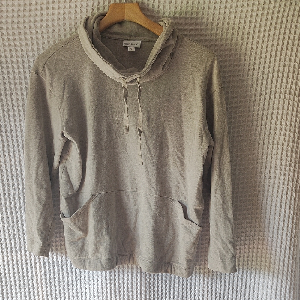 Pure Jill Soft Touch Cotton Beige Cowl Neck Sweatshirt Small